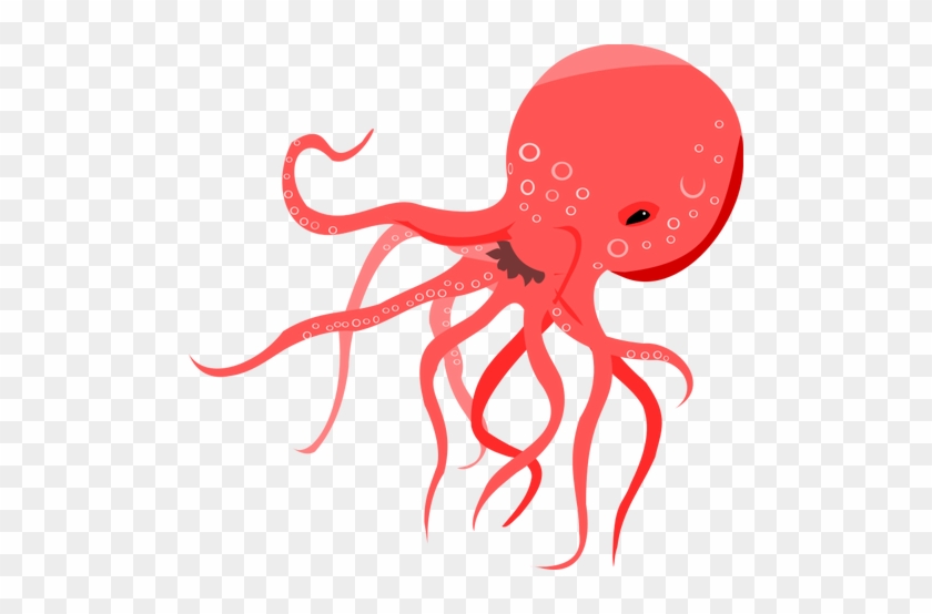 Vector Illustration Of Red Octopus - Octopus Cartoon #397238