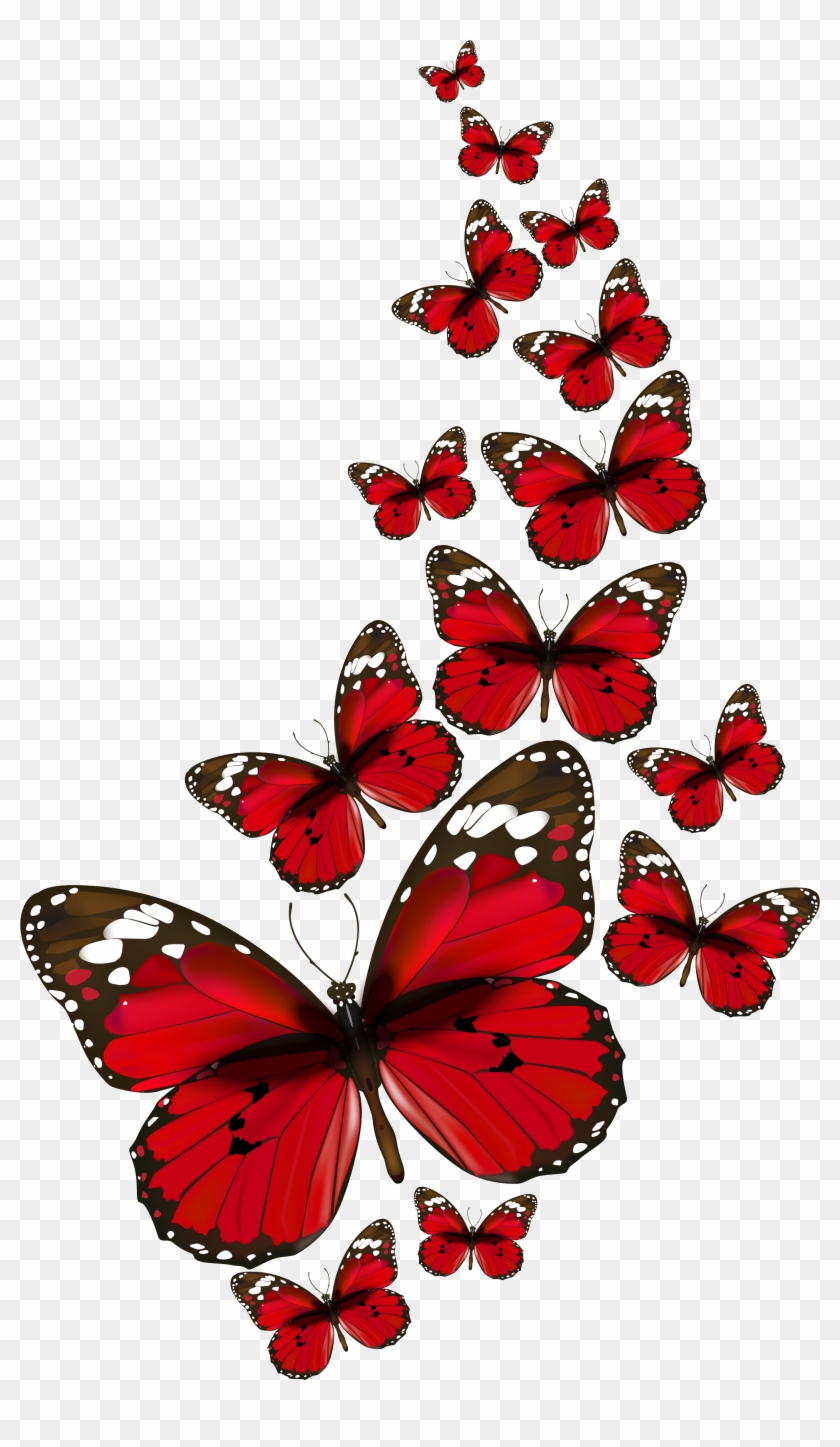 Papillons - Red Butterflies Png #397250