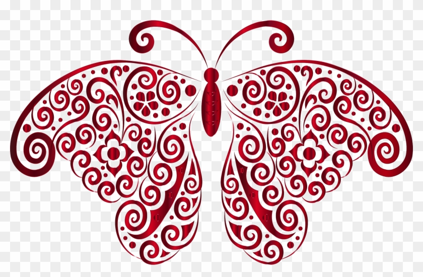Red Flower Clipart Flower Gif - Butterfly Silhouette Png #397268