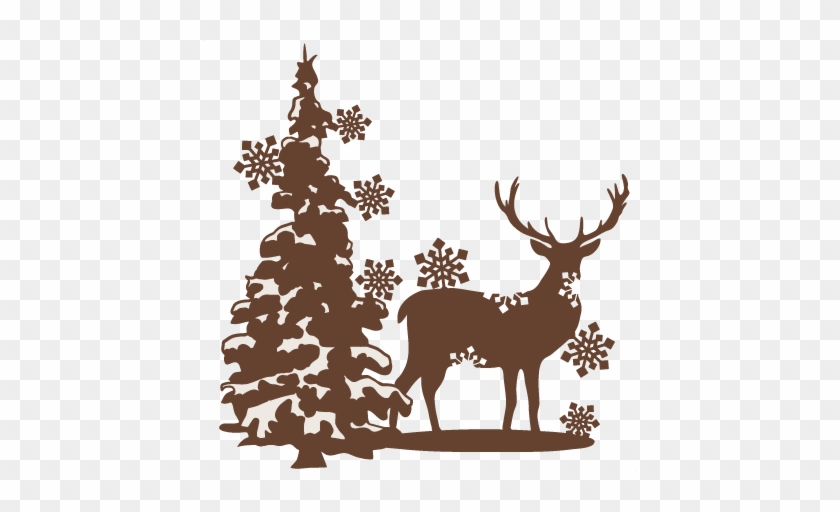 Reindeer Clipart Scene - Deer In Snow Silhouette #397355