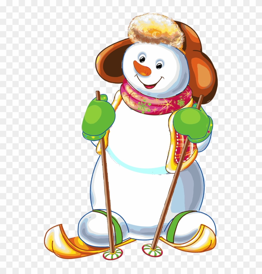 Funny Snowman Skiing On White Background [преобразованный] - Snowman - Free  Transparent PNG Clipart Images Download