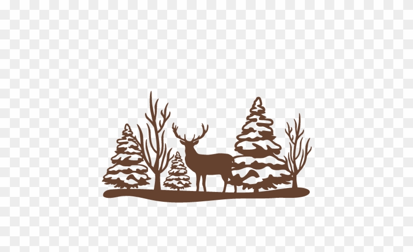 Reindeer Winter Scene Svg Scrapbook Cut File Cute Clipart - Winter Silhouette Png #397484