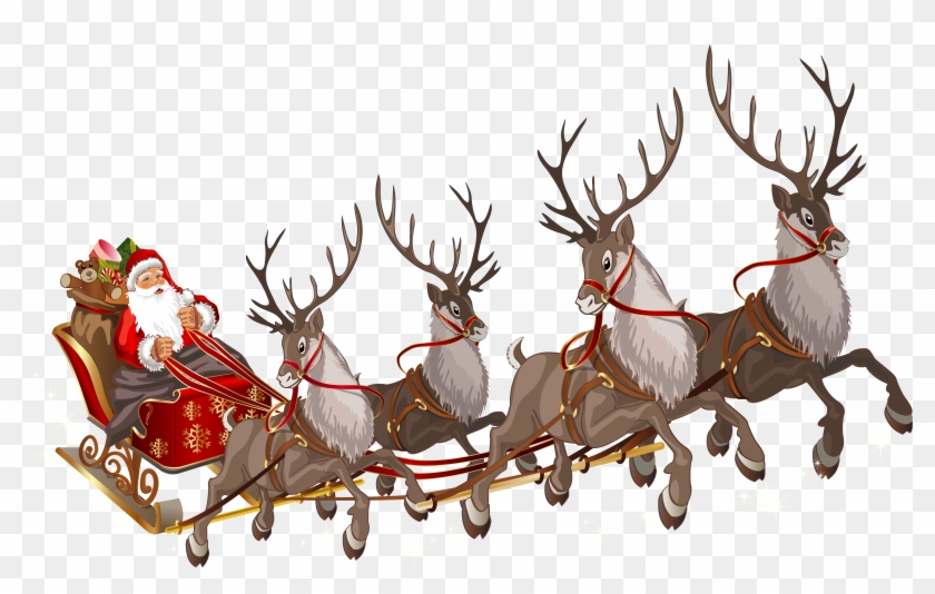 Santa Claus In Sleigh Clipart - Santa Sleigh No Background #397485