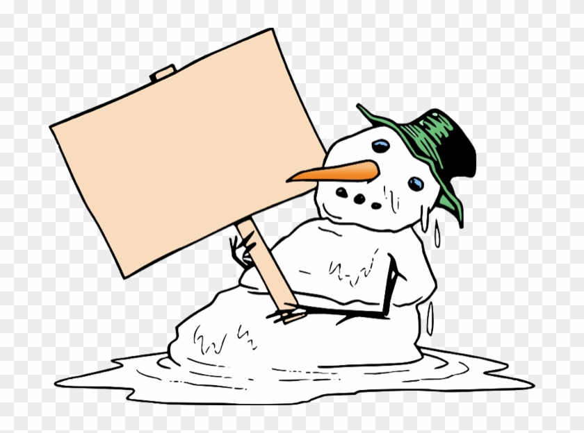 Melting Snowman With Sign - Melting Snowman Png #397502