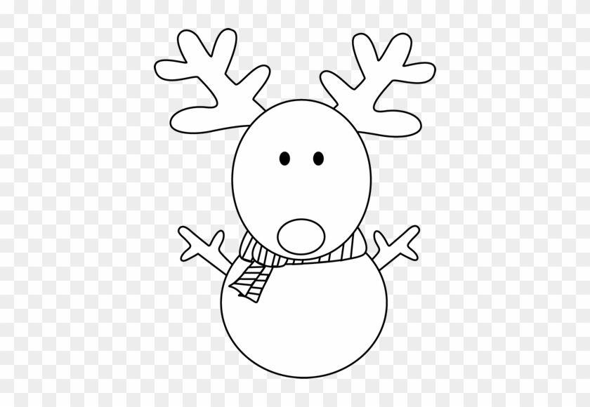 Black And White Reindeer Snowman Clip Art Black And - Cartoon Snowman Black  And White - Free Transparent PNG Clipart Images Download