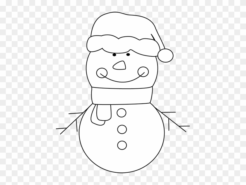 Black And White Christmas Snowman Clip Art - Cute Snowman Clipart...