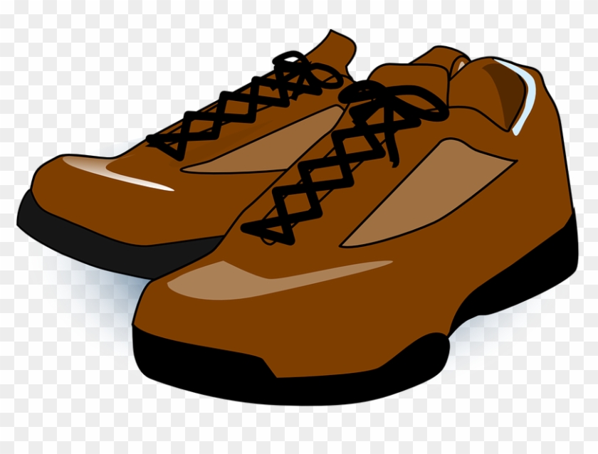 Shoes Sneakers Trainers Brown Trekking Walking - Shoes Clip Art #397583