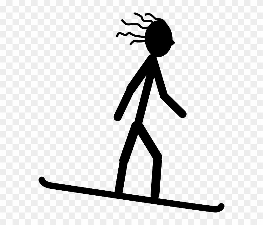 Black, Stick, Symbol, Figure, Cartoon, Snow - Snowboarder Clipart #397694