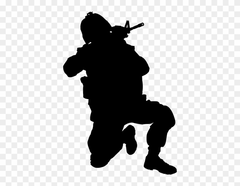 Çömelerek Nişan Alan Asker Silüeti - Army Silhouette Vector #397828