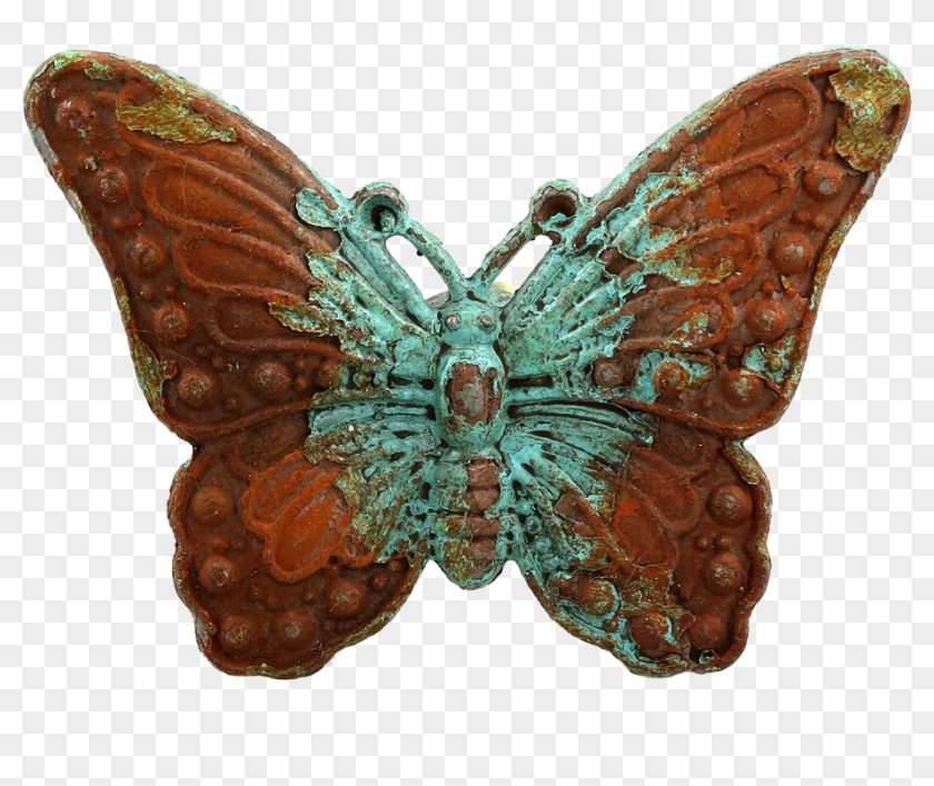 Butterfly Knob - Vintage Verdigris - Charleston Knob Company Antique Iron Butterfly, Antique #397871