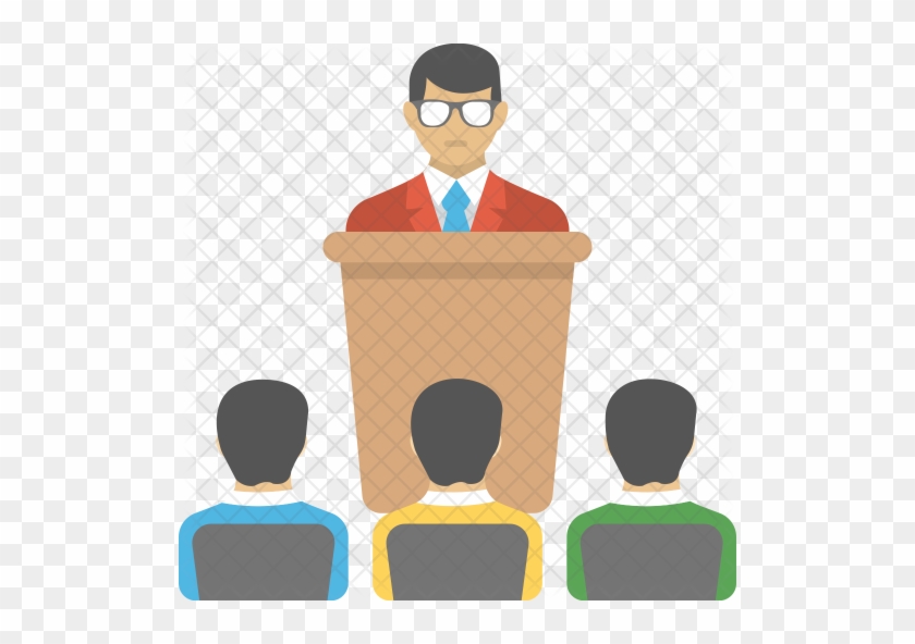 Business Presentation Icon - People Listening To Speech Cartoon #398345