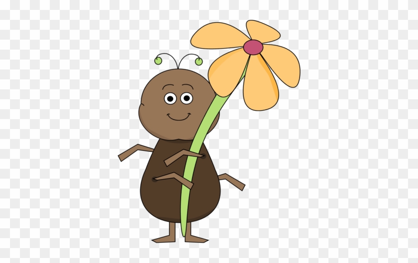 Ant With A Flower Clip Art - Cute Bugs Clipart Png #398502