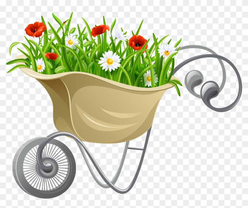 Wheelbarrow With Flowers Clipart #398504