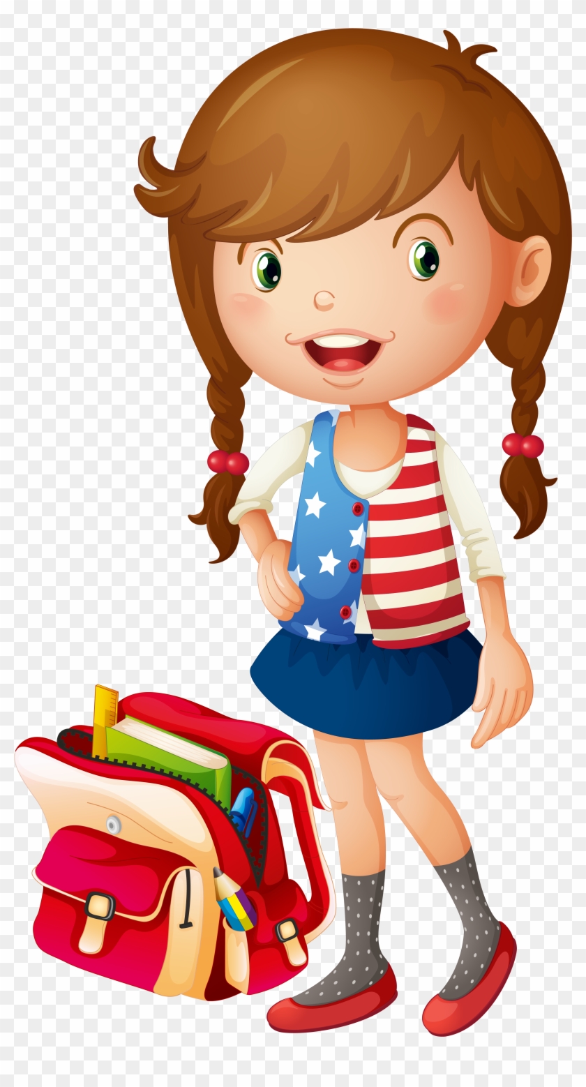 School Bag Illustration - Pack Bag Girl Clipart #398583