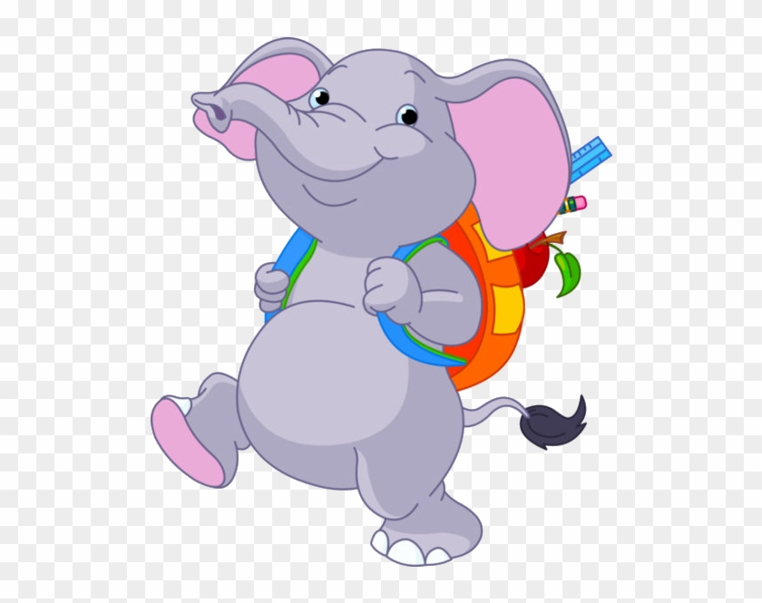 Animal Image With School Bag - Elefante En La Escuela #398585