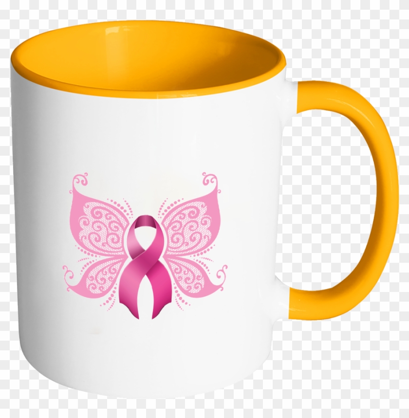 Butterfly Pink Ribbon Breast Cancer Awareness 11oz - Butterfly Breast Cancer Awareness #398672