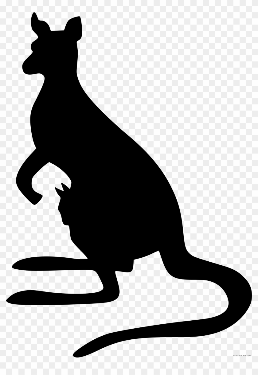 Kangaroo Silhouette Animal Free Black White Clipart - Kangaroo Silhouette #398921