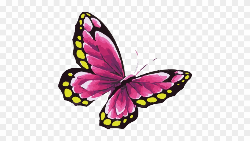 Pink Butterfly Tattoo In Watercolor Art With Yellow - Water Color Butterfly Png #399056