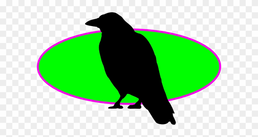 Raven On Green Oval Clip Art At Vector Clip Art - Crow Silhouette #399153