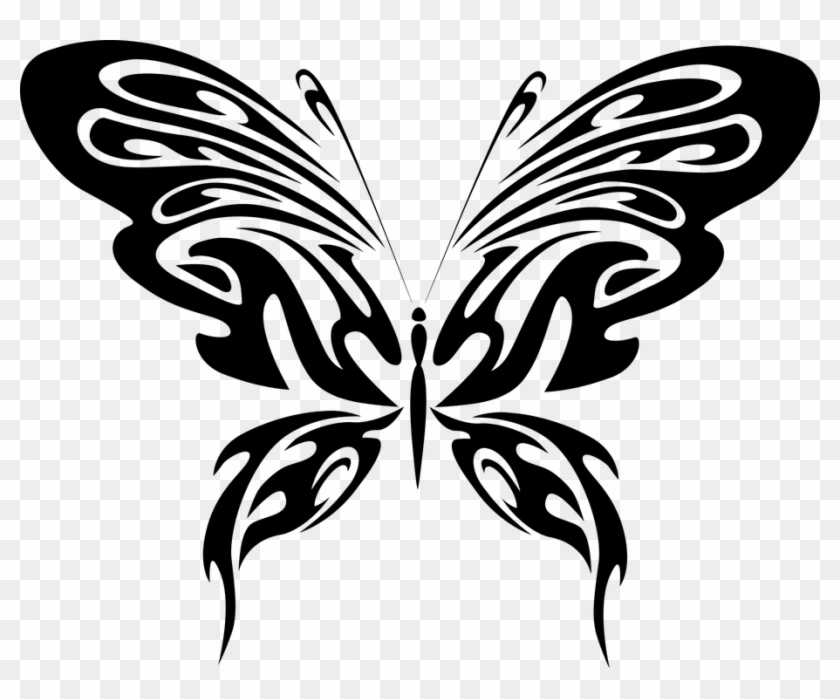 Simple Cartoon Butterfly 21, - Butterfly Black And White Png #399157