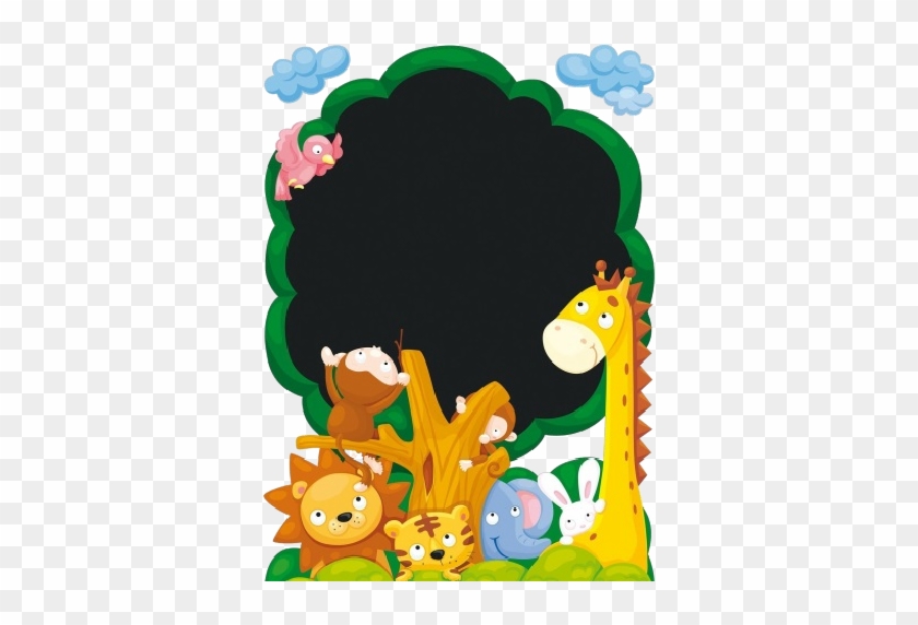 Cartoon Animal Group Image - Deco Sticker Jungle Tree #399175