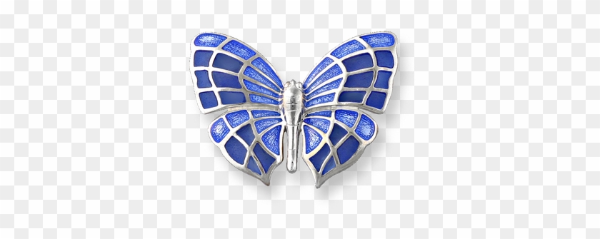 Fine Enamels Sterling Silver Butterfly Brooch-blue - Papilio Machaon #399237