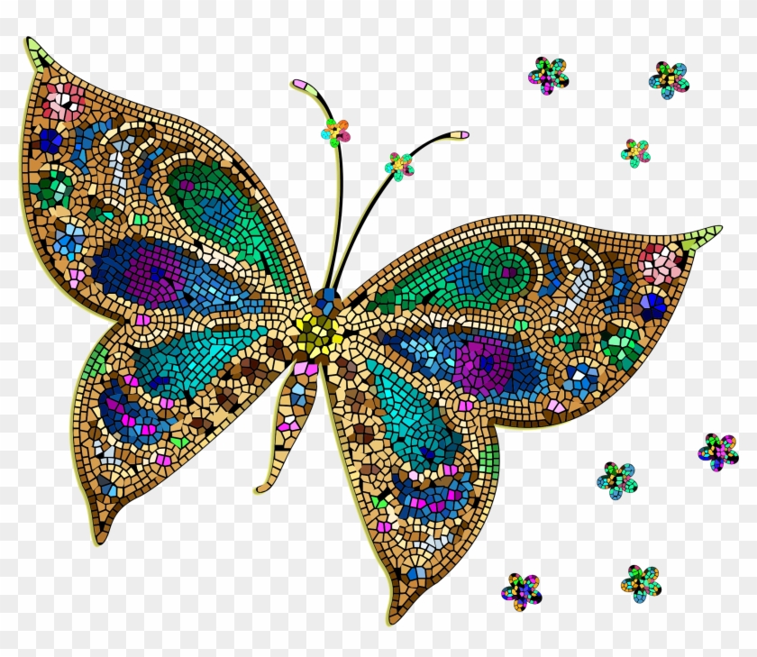 This Free Icons Png Design Of Colorful Tiled Butterfly - Colourful Butterfly Clip Art #399261