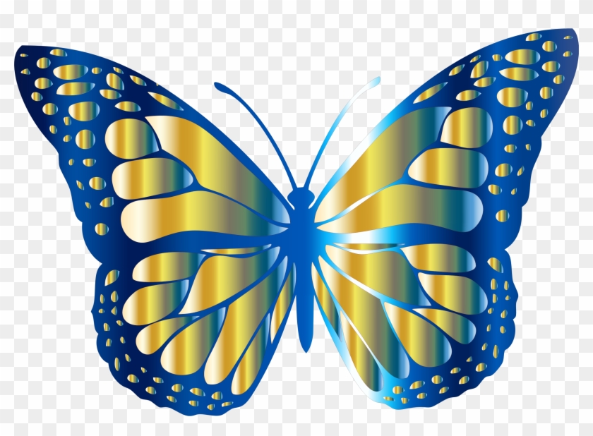 Butterfly Wings Cliparts 18, Buy Clip Art - Blue And Gold Butterfly #399302