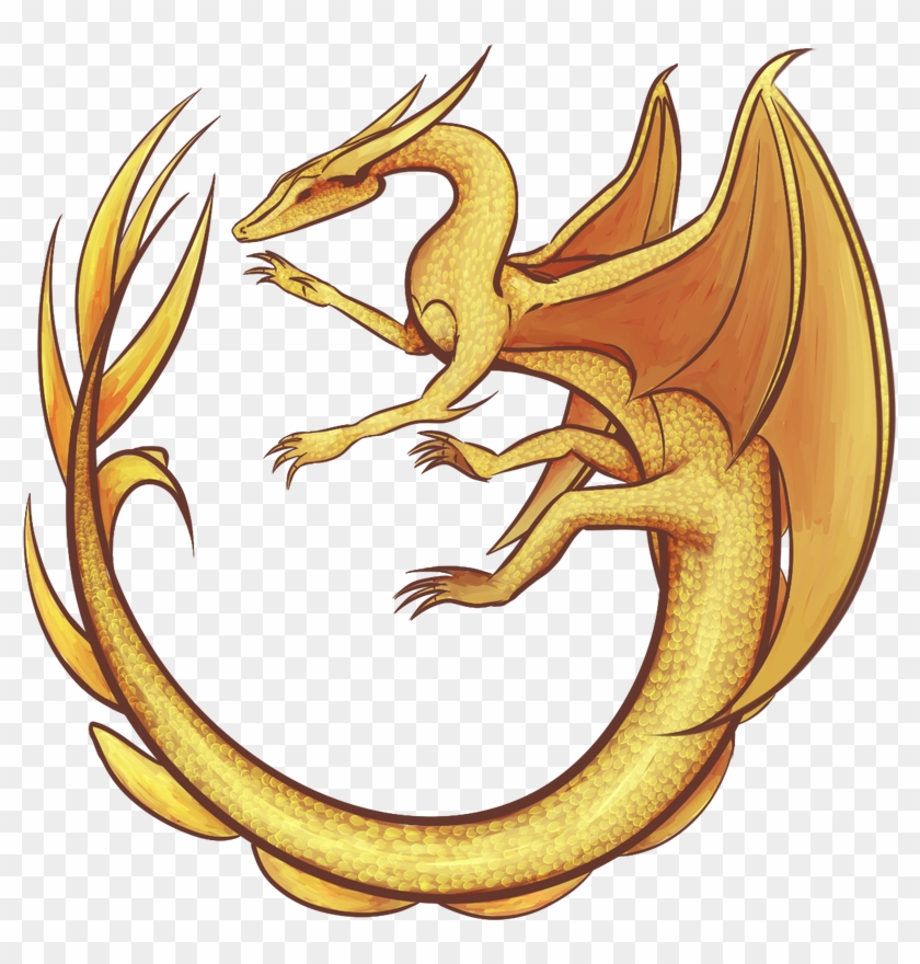 Vector Image Of Tiny Dragon Around Christmas Ball Vector - Golden Dragon No Background #399347