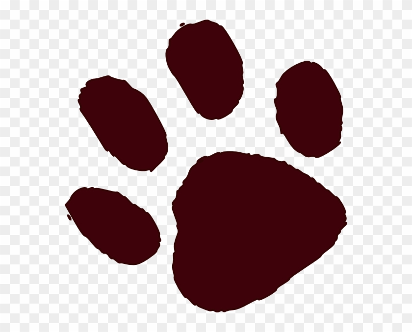 Paw Clipart Small - Maroon Paw Print Clip Art #399630