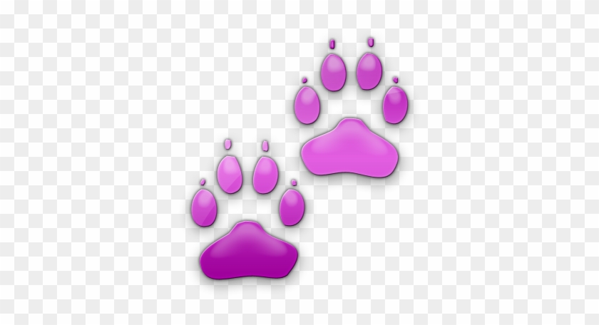 Neon Clipart Dog Paw - Purple Dog Paw Print #399640