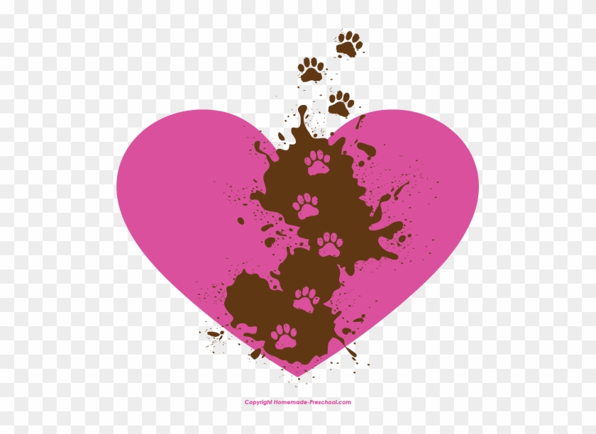 Dirty Paw Print Heart Clipart - Paw Prints Heart Png #399724