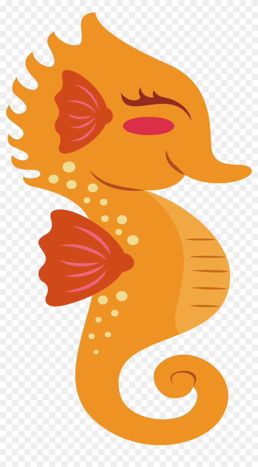 Dwarf Seahorse Orange Clip Art - Dwarf Seahorse Orange Clip Art #399925