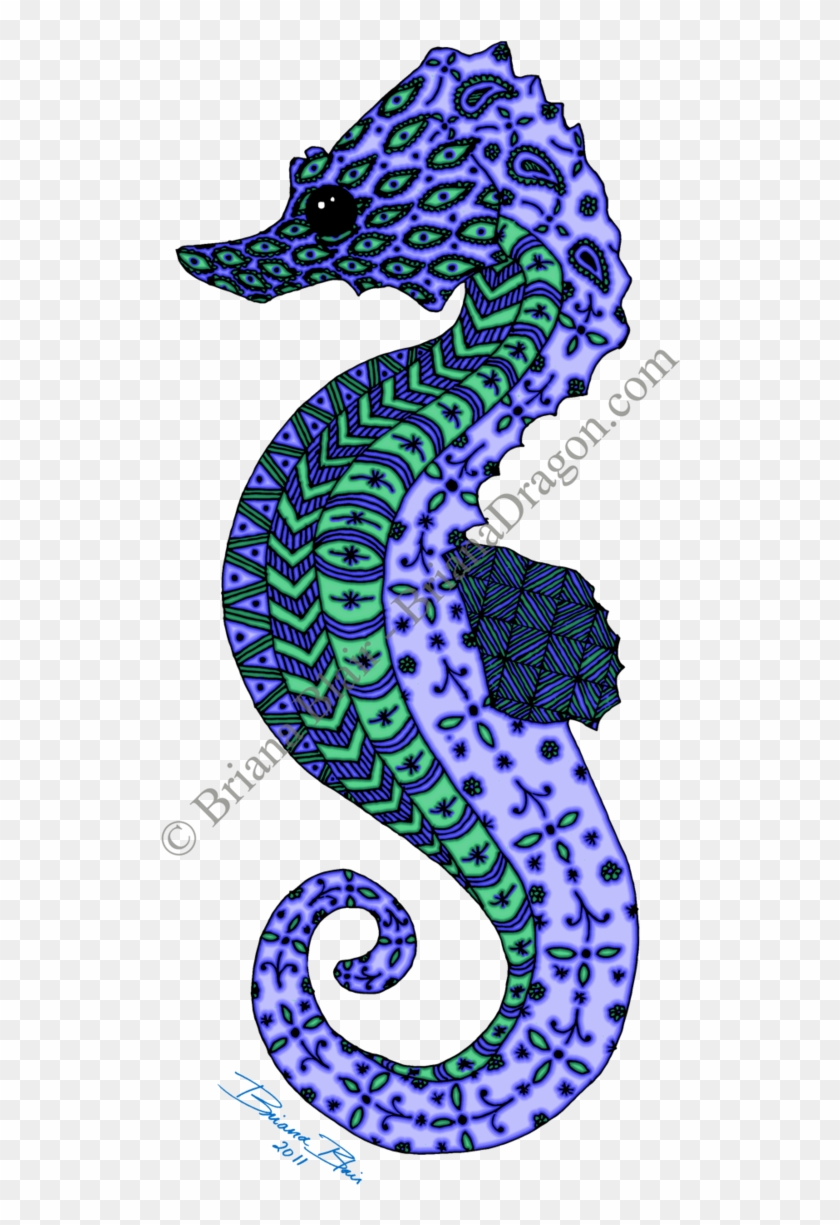 Aqua Zentangle Seahorse By Brianadragon - Zazzle Aqua Seahorse Key Ring #400284