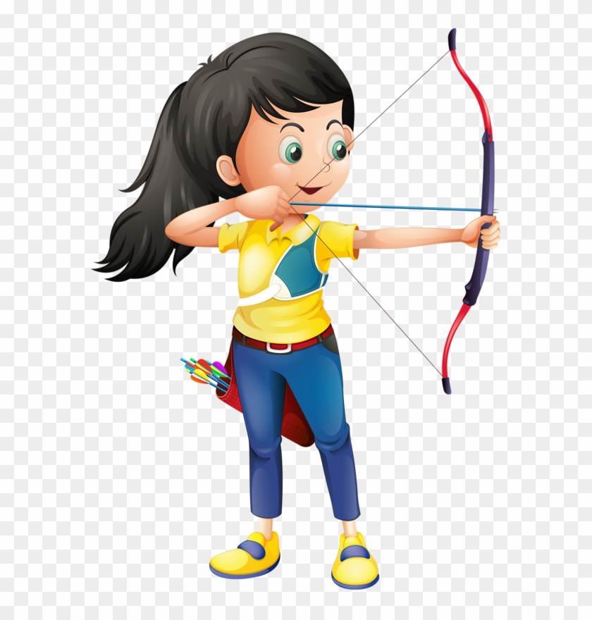 Buy A Young Girl Playing Archery By Interactimages - Kids Archery Clipart #400293