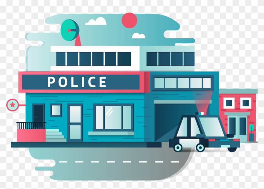Police Station Police Officer Building - Police Office Vector #400447