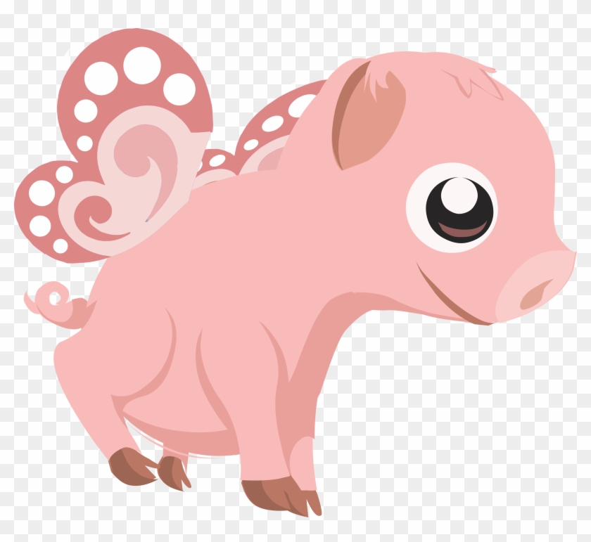 Truly Free Clipart Of A Cute Flying Pink Baby Pig Royalty - Baby Pig Png #400468