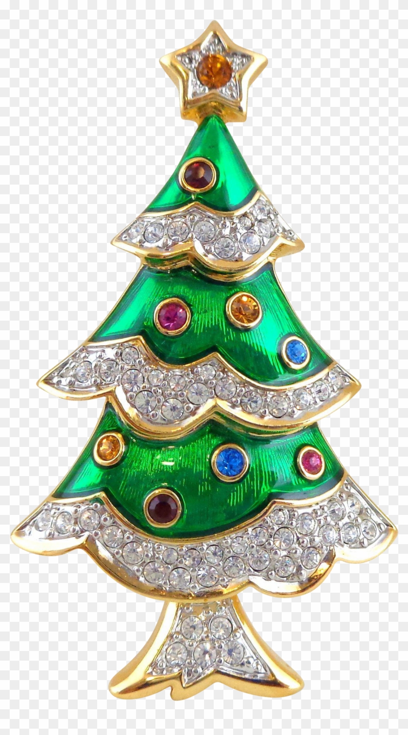 Swarovski Swan Signed Green Enamel Pave Crystal Christmas - Christmas Ornament #400954