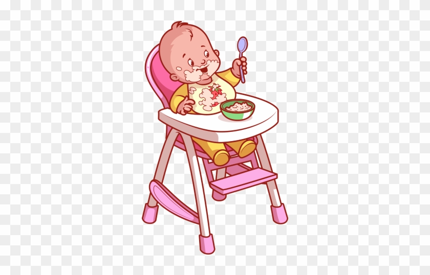 Clipart Mama Masasında Yemek Yiyen Bebek - Baby In Highchair Clipart #401622