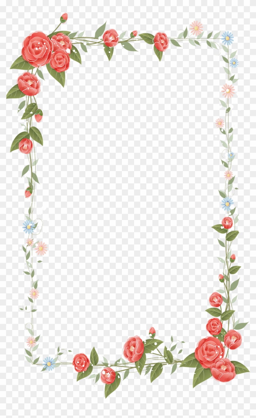 Border Flowers Drawing Clip Art - Frame Border Flower Design Transparent #401686