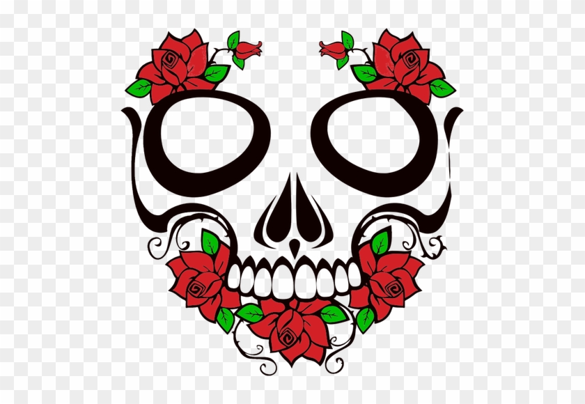 Skull And Roses - Skull With Roses Vector #402392