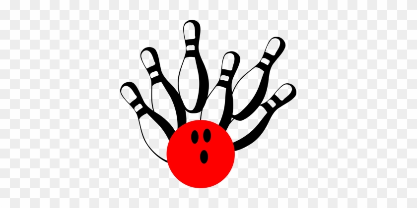 Bowling, Pins, Ball, Red, Strike - Pin Bowling Vector #402414