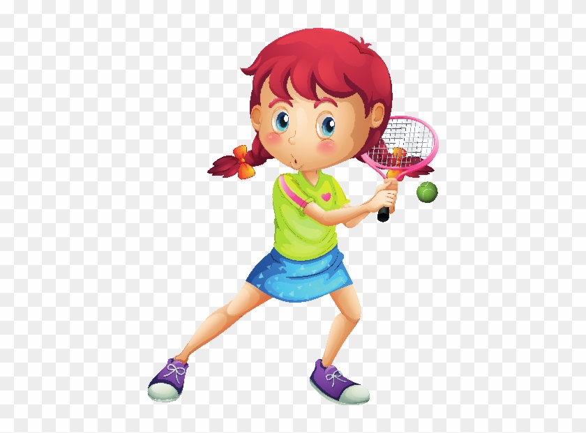 Young Girl Playing Tennis Clipart #402474