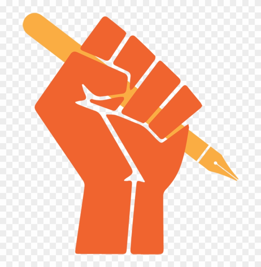 Illustration Of A Hand Holding Pen, In A Powerful Fist - Black Power Fist #402694