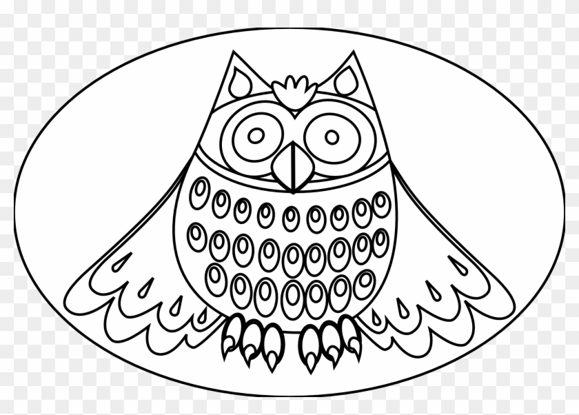 Cute Owl Black White Line Art Scalable Clipart - Coloring Book #403213