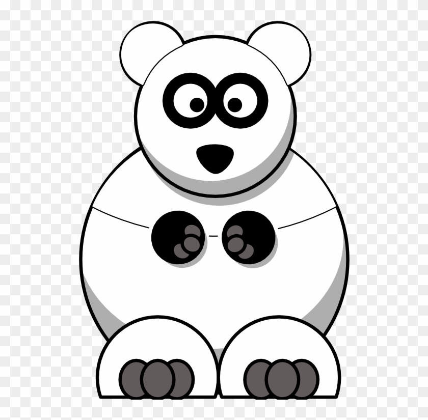 Panda Black White Line Art 555px - Cartoon Polar Bear #403319