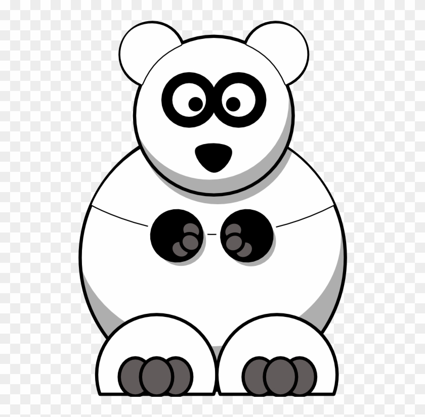 Panda Black White Line Art 555px - Cartoon Polar Bear #403319