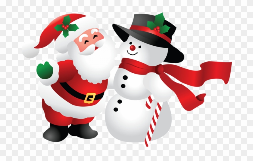 Snowman And Santa Claus Png - Pere Noel Et Bonhomme De Neige #403988