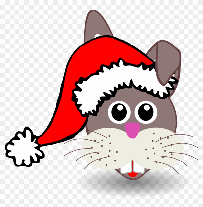 Funny Bunny Face With Santa Claus Hat Svg Vector File, - Santa Hat Clipart #403994