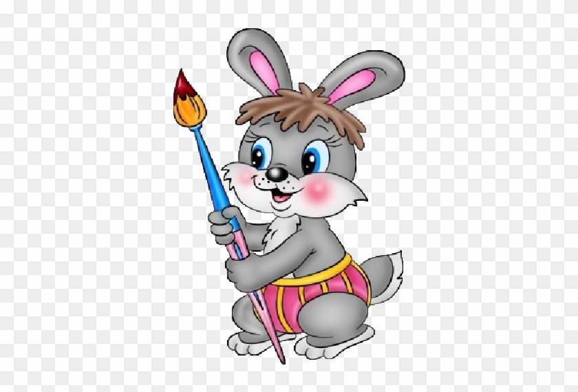 Baby Bunny Cartoon Clipart - School Cartoon Painting - Free Transparent PNG  Clipart Images Download